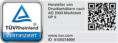 TÜV-Rheinland Zertifikat Druckbehälter AD 2000